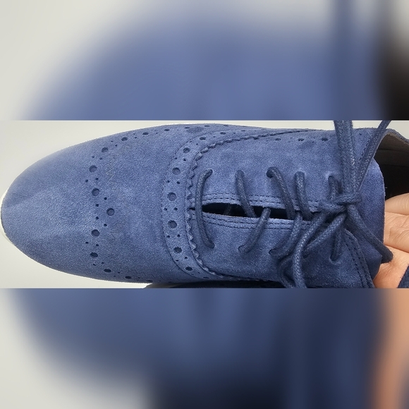 Cole Haan Zerogrand Wingtip Women's Blue Suede Leather Shoes Size 7B Excellent - Picture 13 of 16